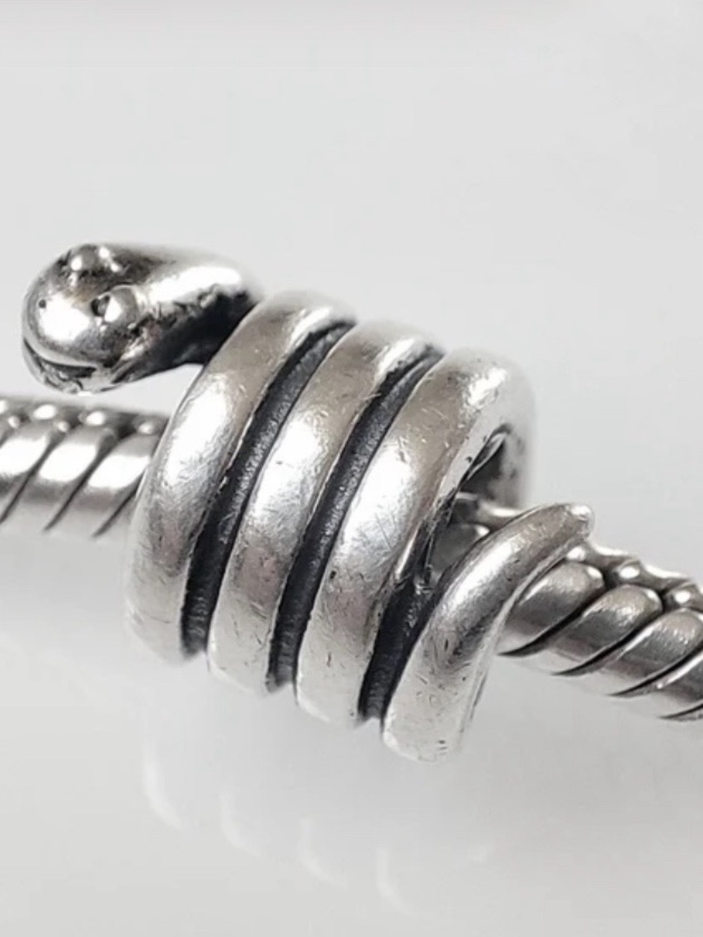 Authentic Pandora ALE 925 Sterling Silver Coiled Snake Bead Charm Retired Rare - Picture 2 of 6